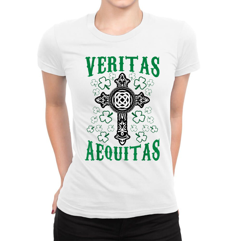 St Patrick's Day Irish Veritas Aequitas Ireland Men Women T Shirt Ladies Fitted T-Shirt by cm-arts | Artistshot