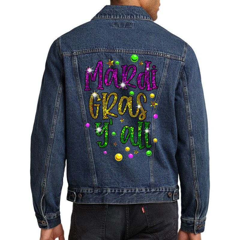 Mardi Gras Y'all Galveston Fun Cute Beads And Mask T Shirt Men Denim Jacket by cm-arts | Artistshot