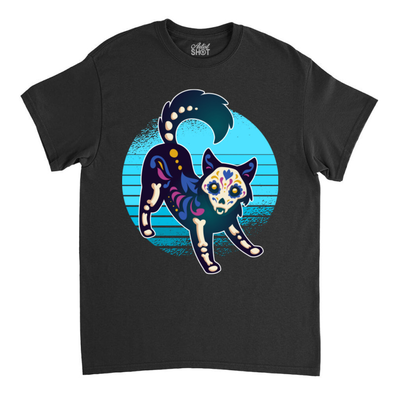 Sugar Skull Cat Classic T-shirt by atereabag | Artistshot