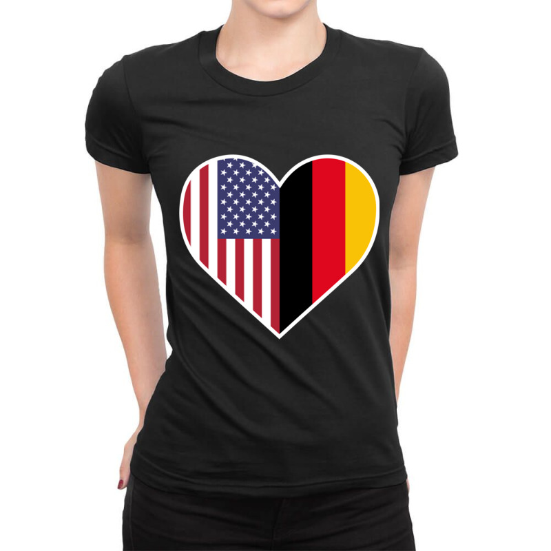 German American Heart United States Of America Germany Gift Pullover H Ladies Fitted T-Shirt by cm-arts | Artistshot