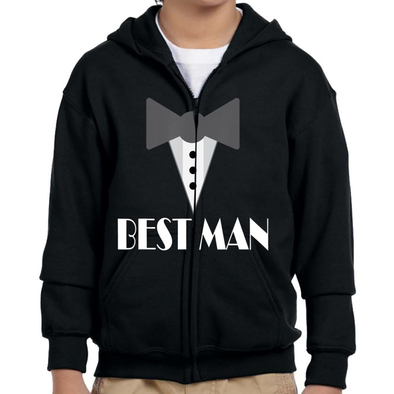 Best Man Wedding Party Mock Tuxedo Youth Zipper Hoodie by Bertrand Angulo | Artistshot