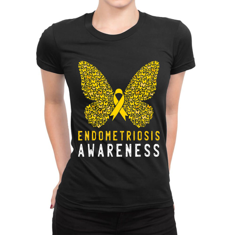 Butterfly Endometriosis Awareness Month Endo Support Ribbon Ladies Fitted T-Shirt by Kenlofu52 | Artistshot