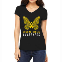 Butterfly Endometriosis Awareness Month Endo Support Ribbon Women's V-neck T-shirt | Artistshot