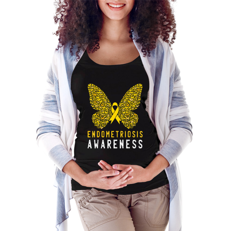 Butterfly Endometriosis Awareness Month Endo Support Ribbon Maternity Scoop Neck T-shirt by Kenlofu52 | Artistshot