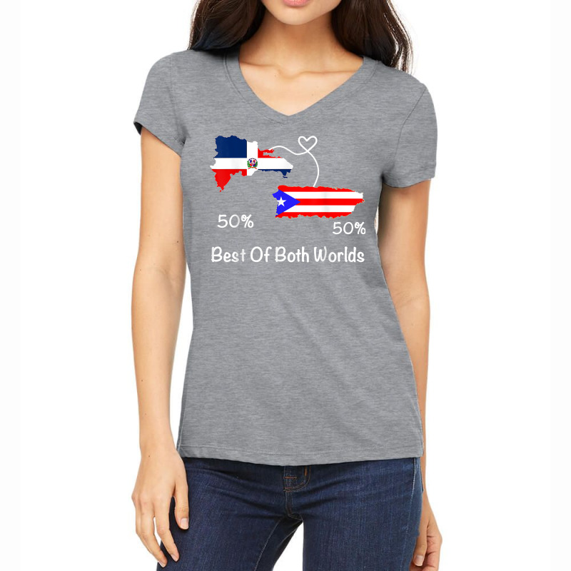 Half Puerto Rican Half Dominican Flag Map Combined Pr Rd T Shirt Women's V-Neck T-Shirt by cm-arts | Artistshot