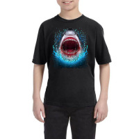 Great White Shark Open Mouth Teeth Beach Ocean Animal Youth Tee | Artistshot