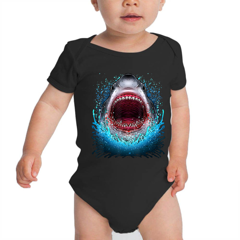 Great White Shark Open Mouth Teeth Beach Ocean Animal Baby Bodysuit by Kanmopsuk45 | Artistshot