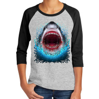 Great White Shark Open Mouth Teeth Beach Ocean Animal Youth 3/4 Sleeve | Artistshot