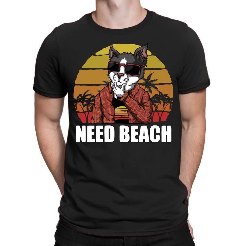 Retro Sunset Beach Cat, Sunset Beach Cat, Sunset Beach Cats, Beach Cat T-shirt | Artistshot