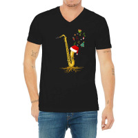 Saxophone Chrismas Tree, Merry Christmas Saxophone, Saxophone Chrismas V-neck Tee | Artistshot