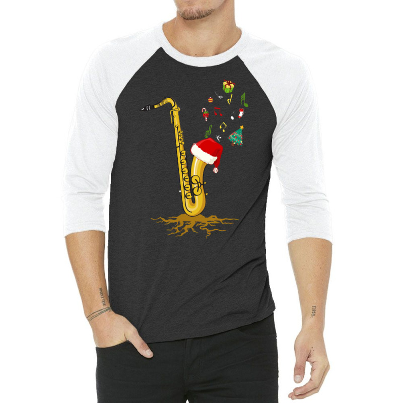 Saxophone Chrismas Tree, Merry Christmas Saxophone, Saxophone Chrismas 3/4 Sleeve Shirt | Artistshot