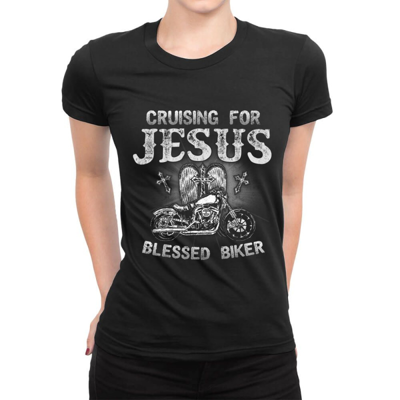 Cruising For Jesus Blessed Biker Ladies Fitted T-Shirt by thangdinhsinhelf | Artistshot