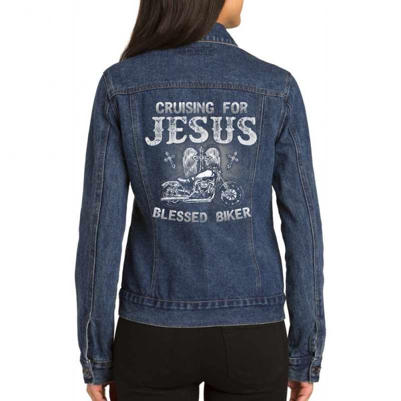 Cruising For Jesus Blessed Biker Ladies Denim Jacket by thangdinhsinhelf | Artistshot