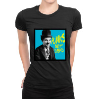 Punks Not Dead Charlie Chaplin Typographic Illustration 1 Ladies Fitted T-shirt | Artistshot