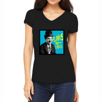 Punks Not Dead Charlie Chaplin Typographic Illustration 1 Women's V-neck T-shirt | Artistshot