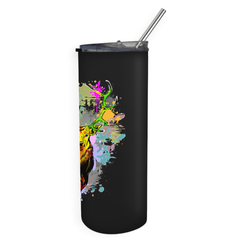 Deer Popart Dripping Paint, Deer Pop Art, Dripping Paint, Deer Drippin Skinny Tumbler | Artistshot