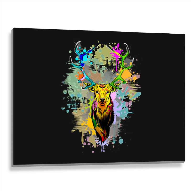 Deer Popart Dripping Paint, Deer Pop Art, Dripping Paint, Deer Drippin Metal Print Horizontal | Artistshot