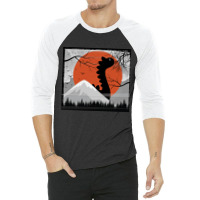 Black Dinosaur Under The Sun, Black Dinosaur, The Sun, Black Dinosaur  3/4 Sleeve Shirt | Artistshot