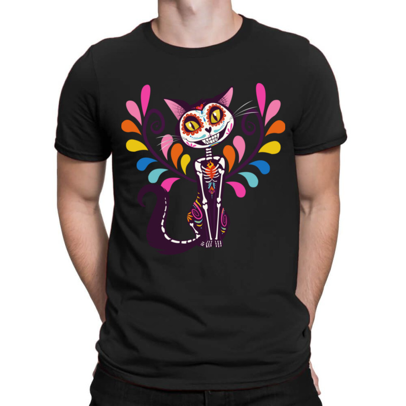 The Day Of The Dead Colored Cat T-Shirt by atereabag | Artistshot