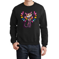 The Day Of The Dead Colored Cat Crewneck Sweatshirt | Artistshot