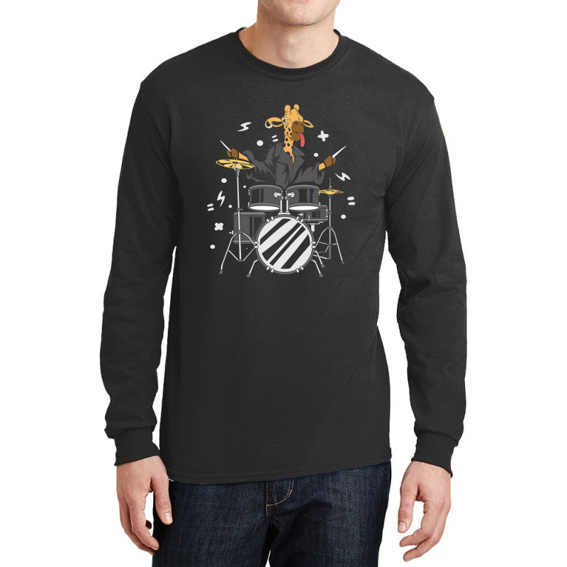 Giraffe Drummer Instrumentalist Gift Long Sleeve Shirts by DenzelTyler | Artistshot