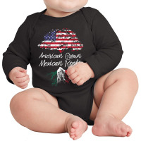 American Grown With Mexican Roots Born In Mexico Long Sleeve Baby Bodysuit | Artistshot