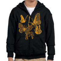 Butterfly Pattern Gold, Butterfly Gold, Butterfly Pattern, Vintage, Bu Youth Zipper Hoodie | Artistshot