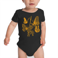 Butterfly Pattern Gold, Butterfly Gold, Butterfly Pattern, Vintage, Bu Baby Bodysuit | Artistshot