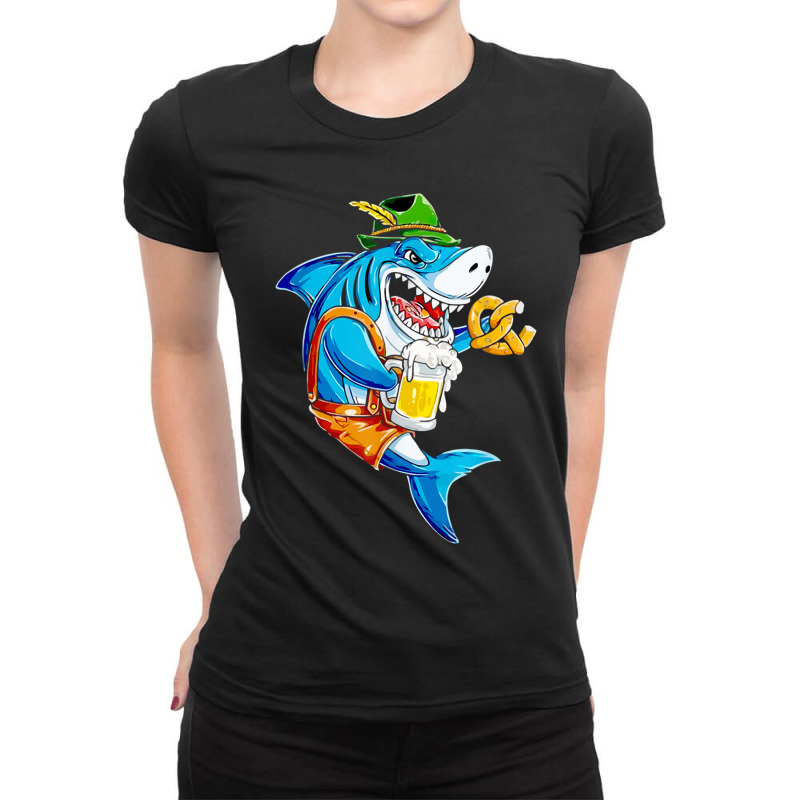 Shark Oktoberfest German Drinking Beer Festival Beer Lover T Ladies Fitted T-Shirt by cm-arts | Artistshot