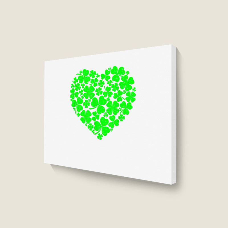 St Patrick's Day Shamrock Heart  St Patricks Day T Shirt Landscape Canvas Print | Artistshot