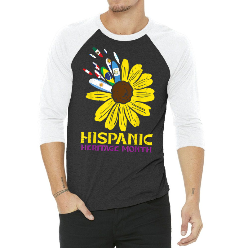 Hispanic Heritage Month Sunflower Flag Petals Women Girls T Shirt 3/4 Sleeve Shirt by cm-arts | Artistshot