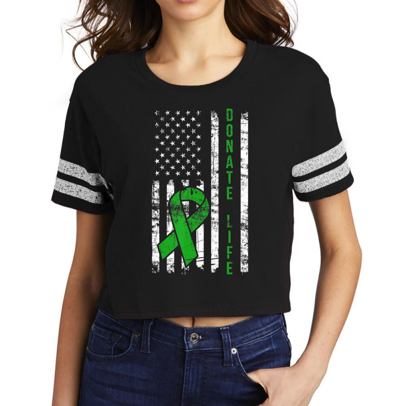 Distressed Donate Life Usa Flag Organ Kidney Donor Ribbon Scorecard Crop Tee by Kenlofu52 | Artistshot