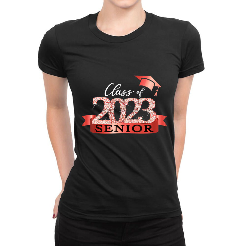 Class Of 2023 Senior I School Color Decoration Red Black Ladies Fitted T-Shirt by kentuckykonpha9 | Artistshot