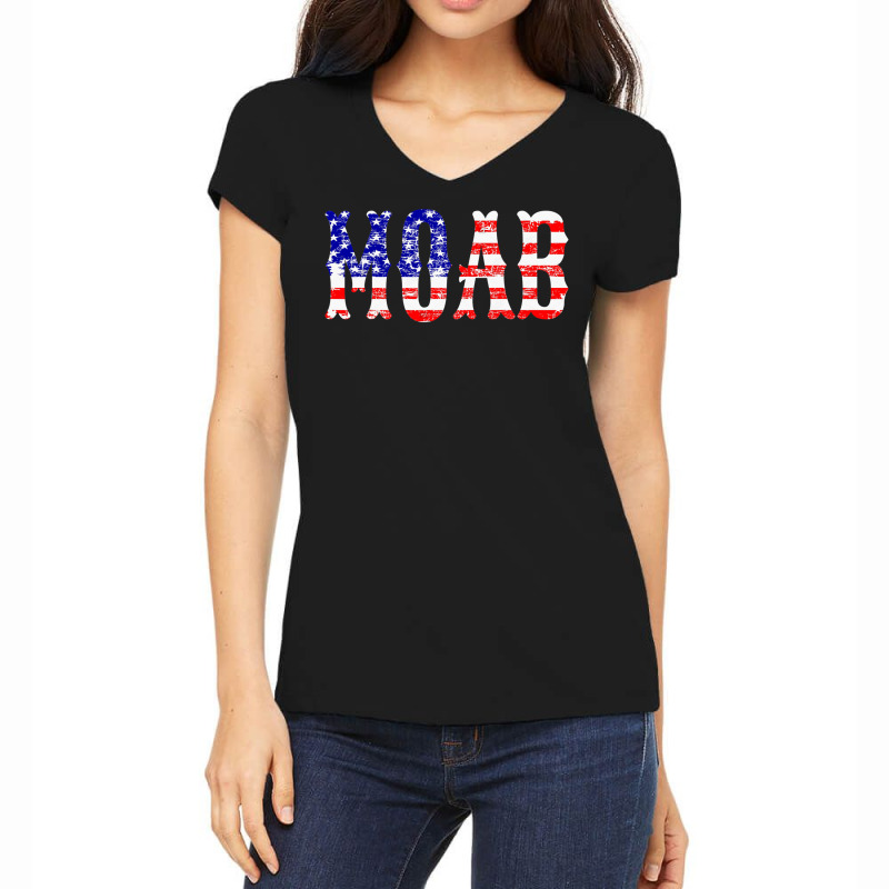 Moab Gbu 43b T Shirt Vintage Usa Flag Mother Of All Bombs Women's V-neck T-shirt | Artistshot