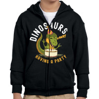 Dinosaurs Having A Party, Cute Dinosaur, Happy Birth Day Dinosaurs, Di Youth Zipper Hoodie | Artistshot