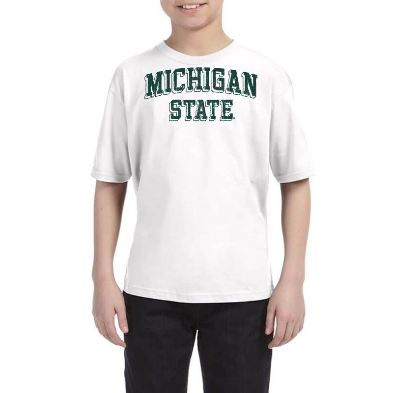 Michigan State Spartans Retro Arch Heather Gray Pullover Hoodie Youth Tee | Artistshot