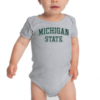 Michigan State Spartans Retro Arch Heather Gray Pullover Hoodie Baby Bodysuit | Artistshot