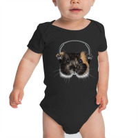 Guinea Pig With Headphones, Guinea Pig With Headphones Art, Guinea Pig Baby Bodysuit | Artistshot