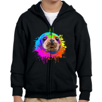 Splash Art Sea Lion Animal Seal Lover Youth Zipper Hoodie | Artistshot