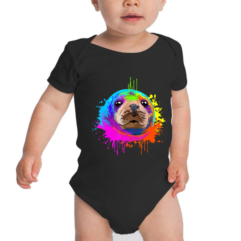 Splash Art Sea Lion Animal Seal Lover Baby Bodysuit | Artistshot