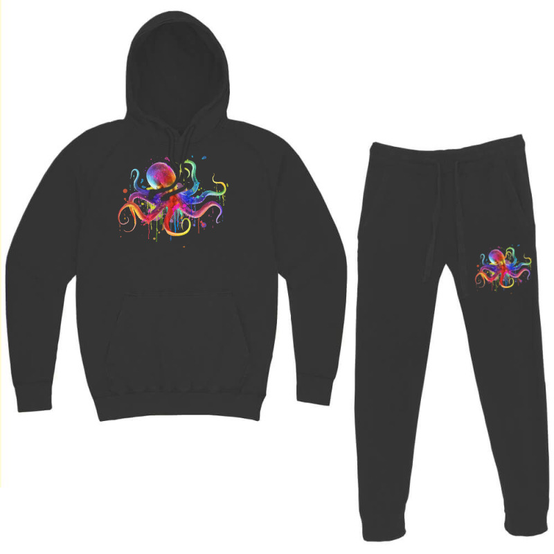 Dripping Rainbow Octopus Psychedelic Hoodie & Jogger Set | Artistshot