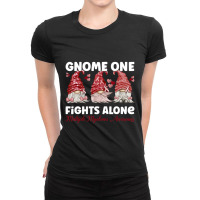 Gnome One Fights Alone Burgundy Multiple Myeloma Awareness Ladies Fitted T-shirt | Artistshot