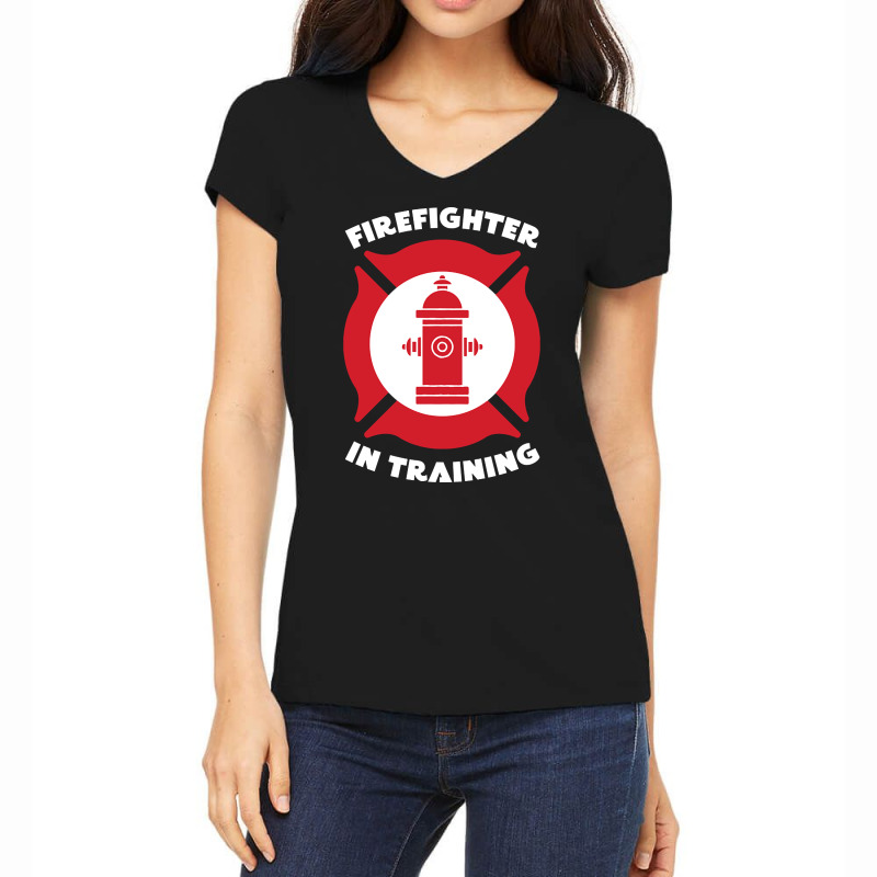 Firefighter In Training, Firefighter Cool Gift, Firefighter In Trainin Women's V-Neck T-Shirt by SHOPTRUI4 | Artistshot