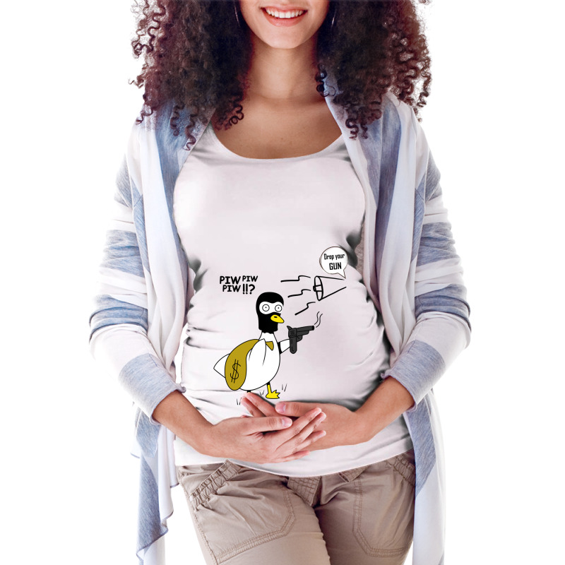 Duck With A Gun Maternity Scoop Neck T-shirt by cm-arts | Artistshot