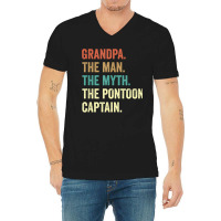 Grandpa Man Myth Pontoon Captains For Men V-neck Tee | Artistshot