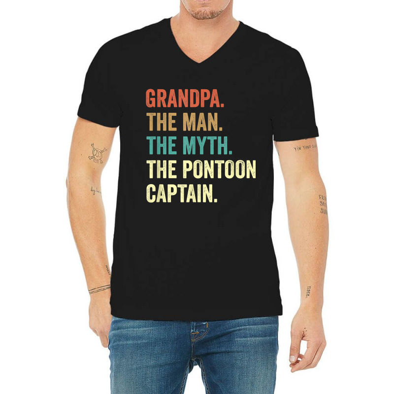 Grandpa Man Myth Pontoon Captains For Men V-neck Tee | Artistshot