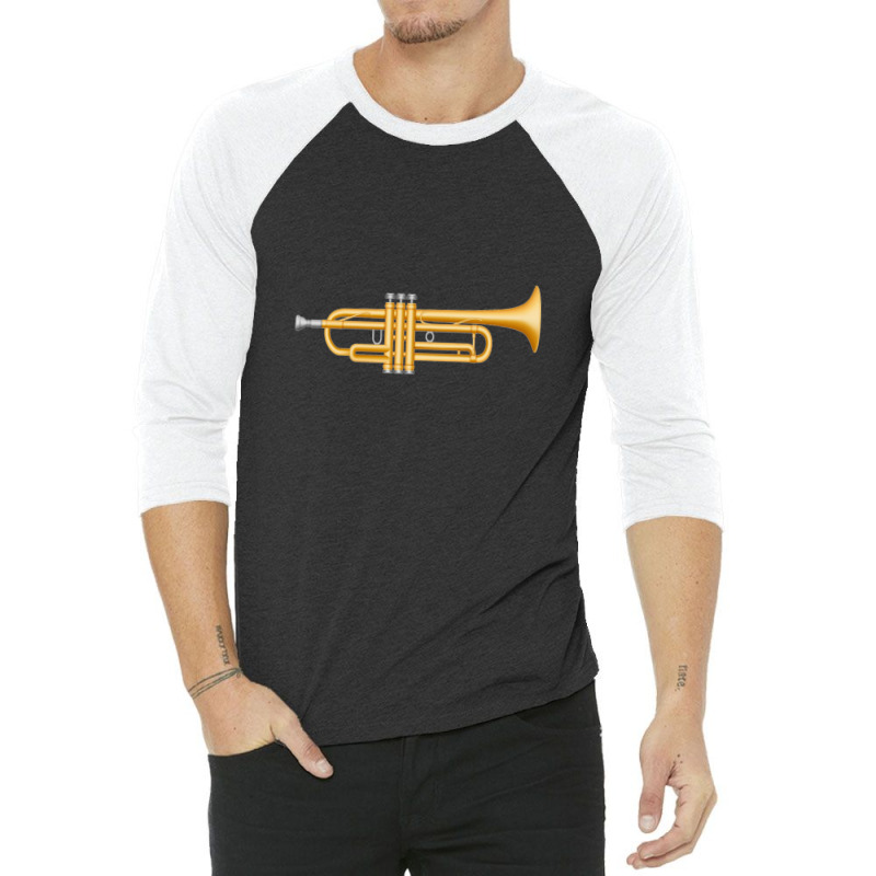 Trumpet Isolated On A White 3/4 Sleeve Shirt by cm-arts | Artistshot