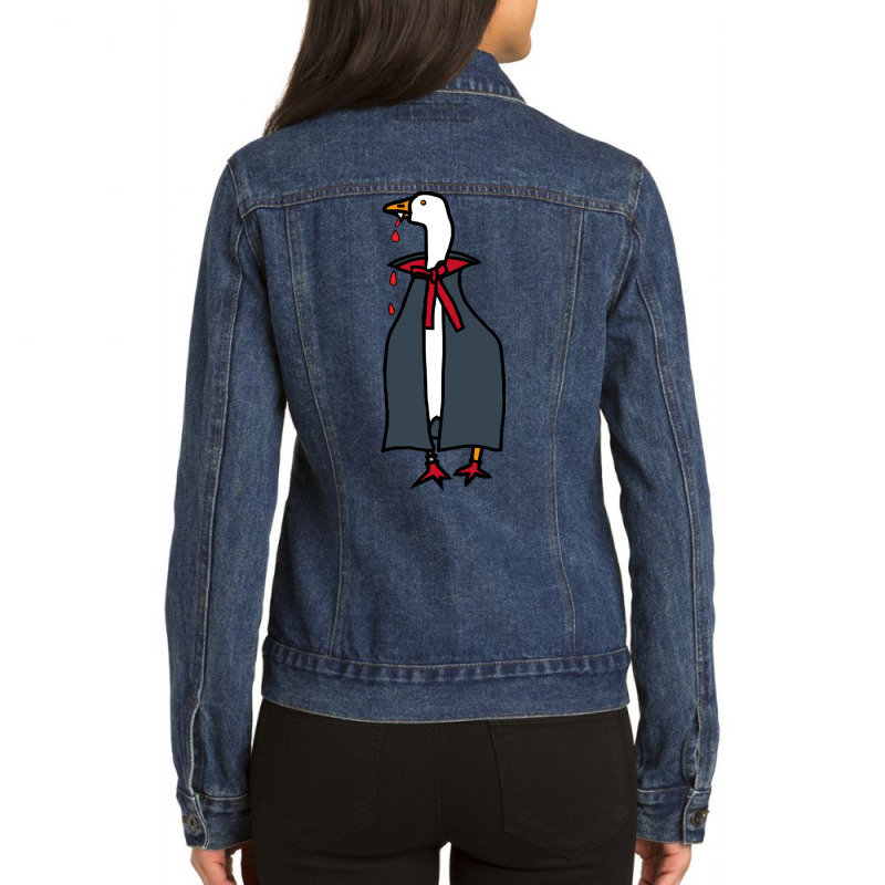 Halloween T  Shirt Halloween Horror Vampire Gaming Goose T  Shirt Ladies Denim Jacket by whistlerobust | Artistshot