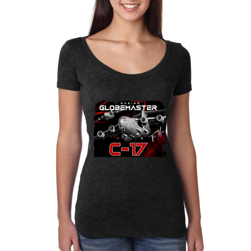 C-17 Globemaster Military Aircraft Women's Triblend Scoop T-shirt by cm-arts | Artistshot