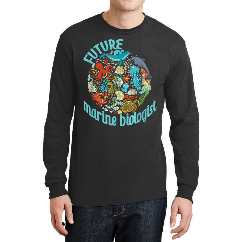 Future Marine Biologist Ocean Life Drawing Whale Octopus Long Sleeve Shirts | Artistshot